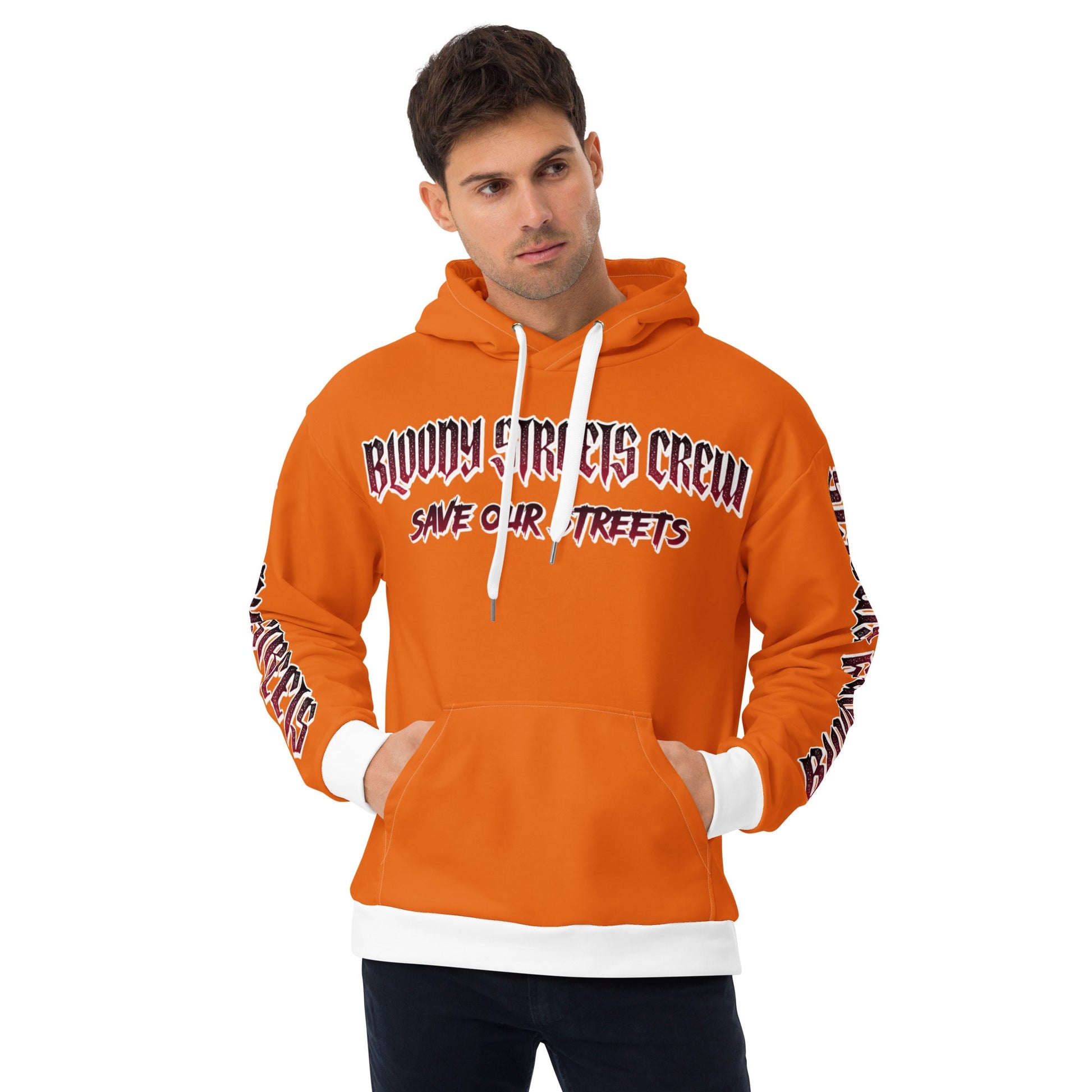 BLOODY STREETS Crew Member Streetwear Hoodie Orange - BLOODY-STREETS.DE Streetwear Herren und Damen Hoodies, T-Shirts, Pullis