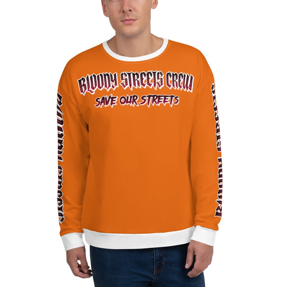 BLOODY STREETS Crew Member Streetwear Pullover Orange - BLOODY-STREETS.DE Streetwear Herren und Damen Hoodies, T-Shirts, Pullis