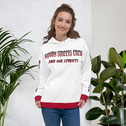 Bloody Streets Crew Streetwear Hoodie White - BLOODY-STREETS.DE Streetwear Herren und Damen Hoodies, T-Shirts, Pullis