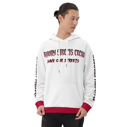 Bloody Streets Crew Streetwear Hoodie White - BLOODY-STREETS.DE Streetwear Herren und Damen Hoodies, T-Shirts, Pullis