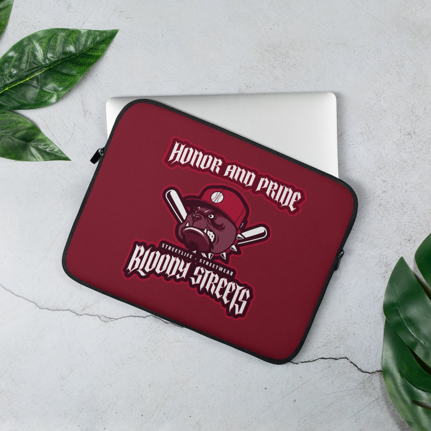 BLOODY STREETS "Honor and Pride" Laptop Tasche rot - BLOODY-STREETS.DE Streetwear Herren und Damen Hoodies, T-Shirts, Pullis