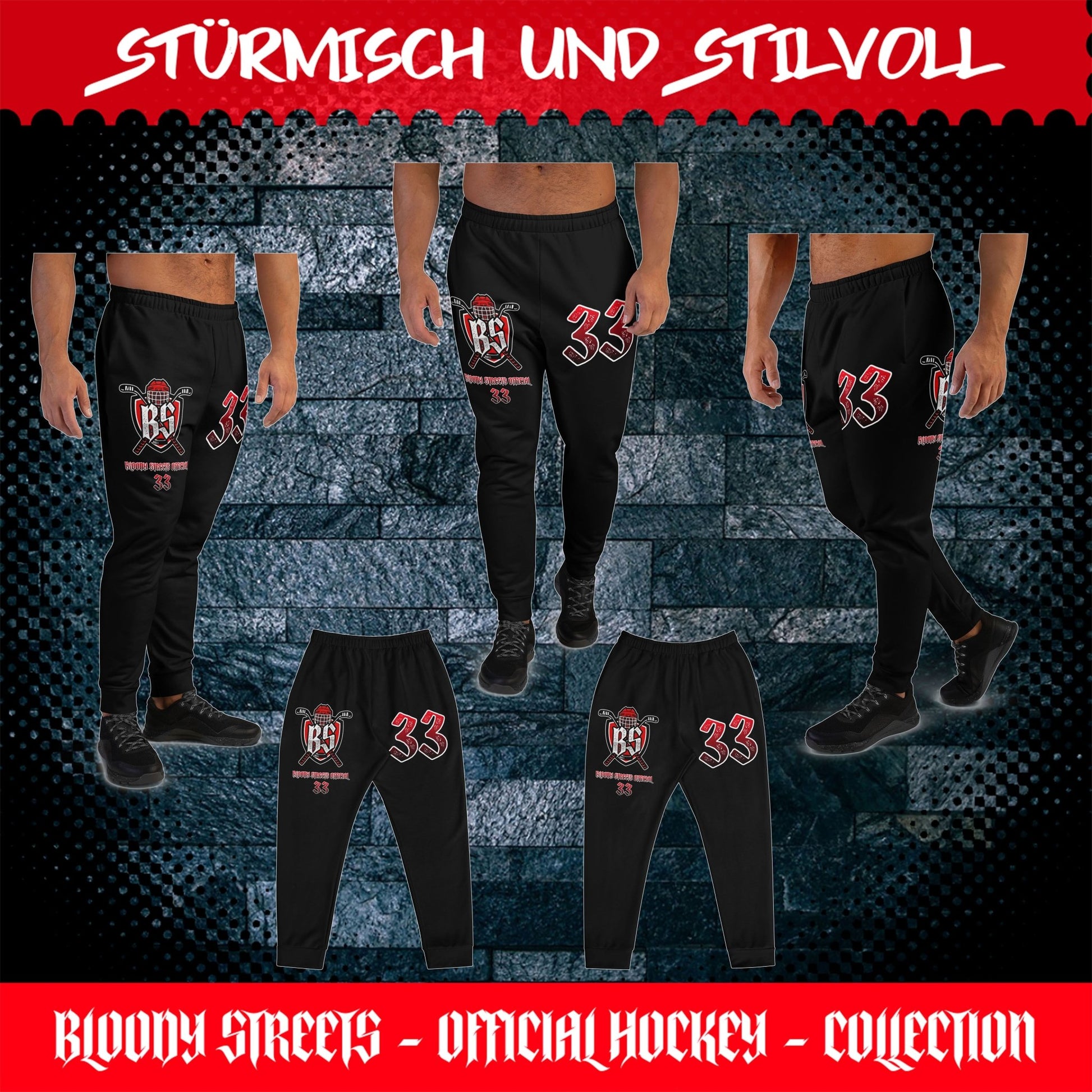 Bloody Streets Hockey Herren Joggers - BLOODY-STREETS.DE Streetwear Herren und Damen Hoodies, T-Shirts, Pullis