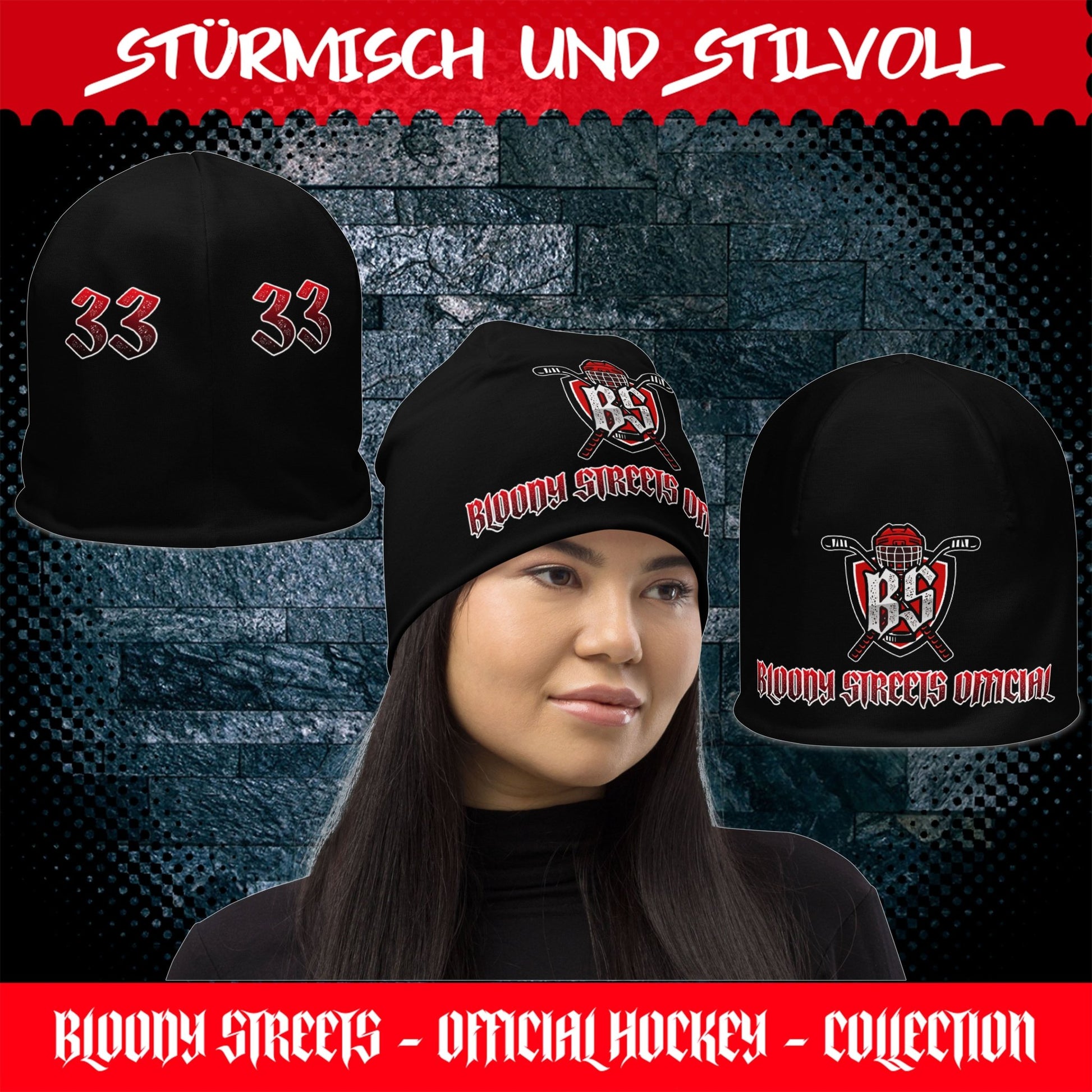 Bloody Streets Hockey Beanie - BLOODY-STREETS.DE Streetwear Herren und Damen Hoodies, T-Shirts, Pullis