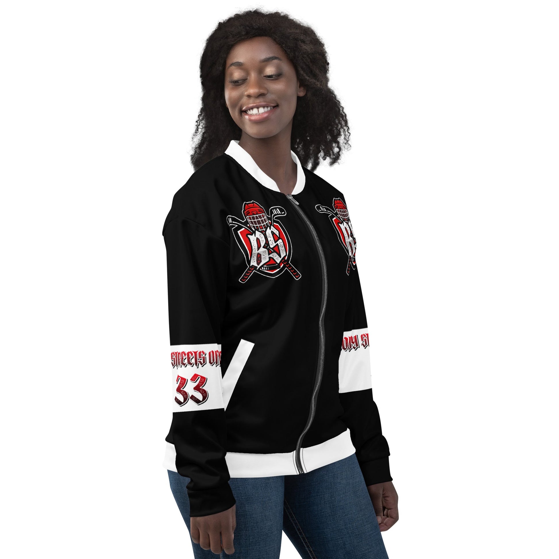 Bloody Streets Hockey Unisex Bomber Jacke - BLOODY-STREETS.DE Streetwear Herren und Damen Hoodies, T-Shirts, Pullis