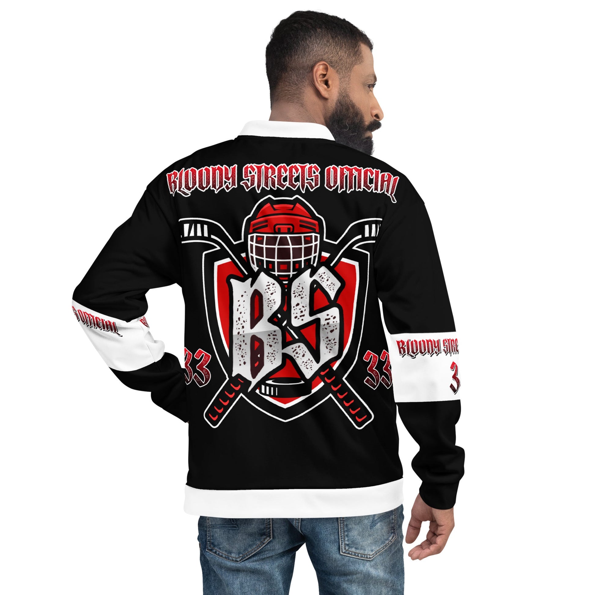 Bloody Streets Hockey Unisex Bomber Jacke - BLOODY-STREETS.DE Streetwear Herren und Damen Hoodies, T-Shirts, Pullis