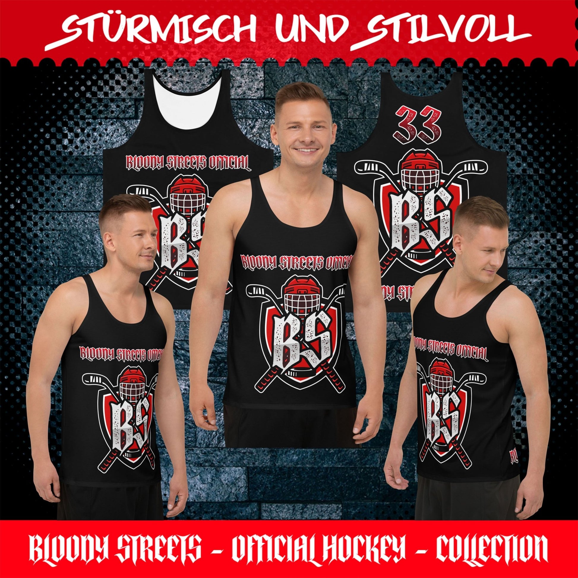 Bloody Streets Hockey Unisex Tank Top - BLOODY-STREETS.DE Streetwear Herren und Damen Hoodies, T-Shirts, Pullis