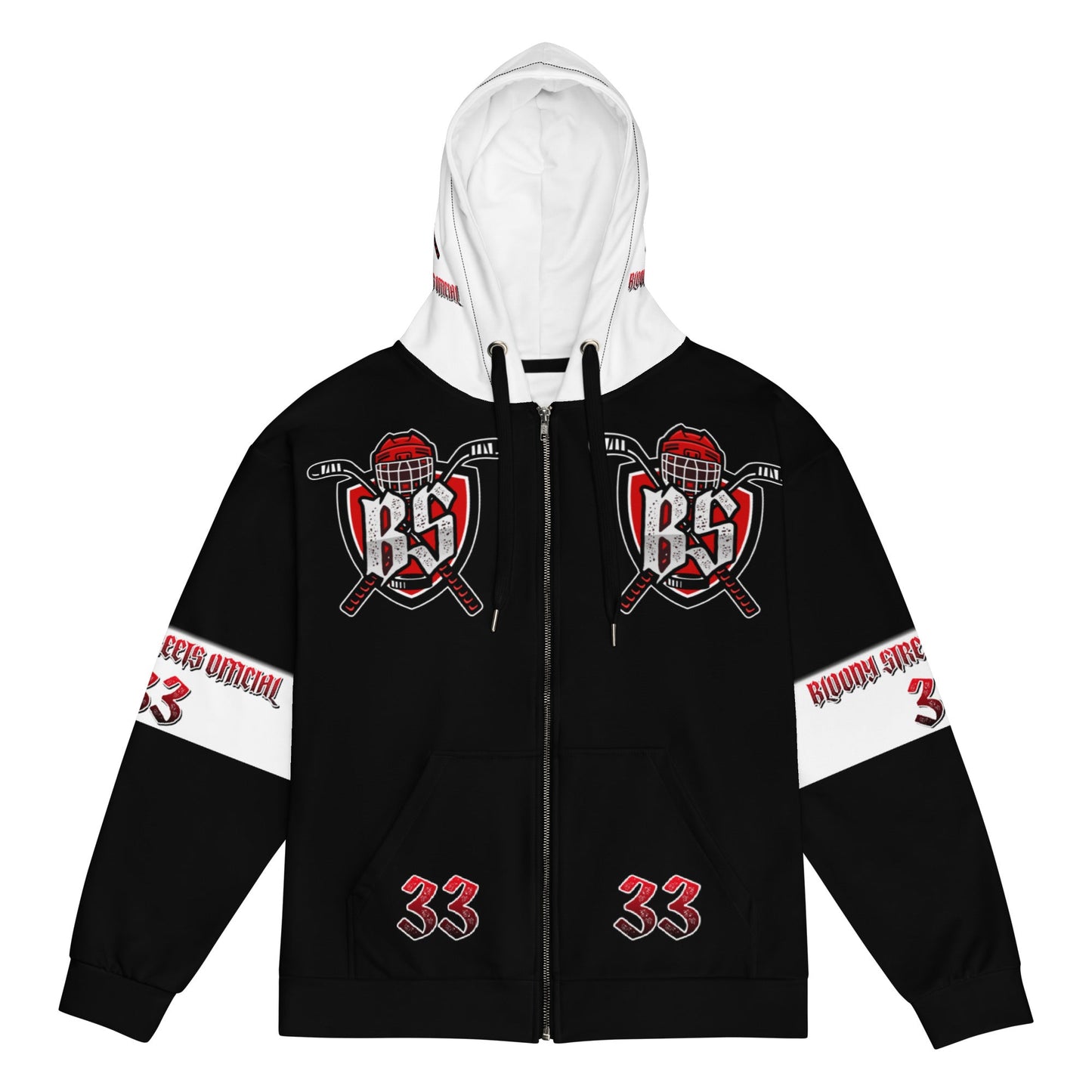 Bloody Streets Hockey Unisex Zip Hoodie - BLOODY-STREETS.DE Streetwear Herren und Damen Hoodies, T-Shirts, Pullis