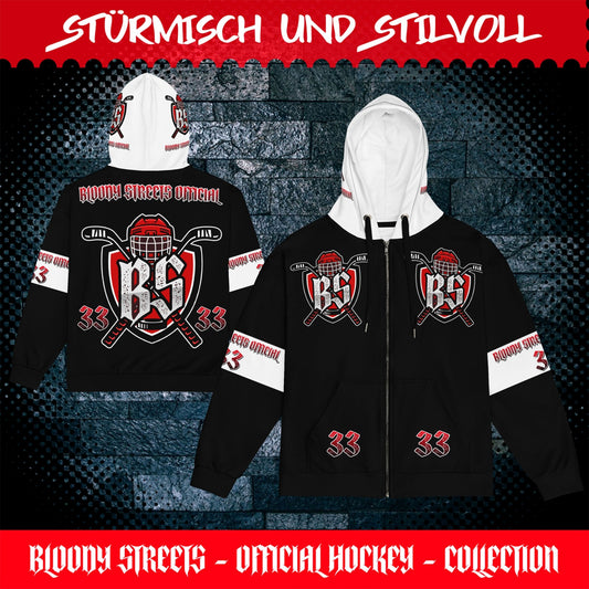 Bloody Streets Hockey Unisex Zip Hoodie - BLOODY-STREETS.DE Streetwear Herren und Damen Hoodies, T-Shirts, Pullis