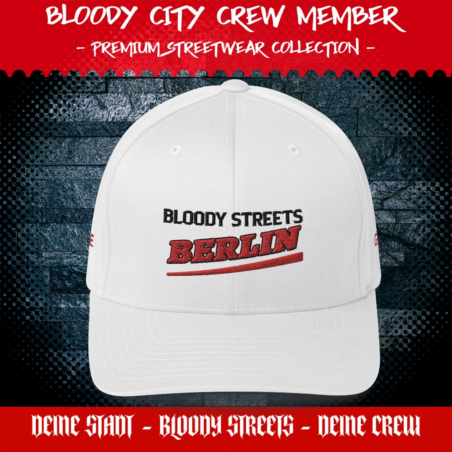 BS CITY Berlin Crew Member Premium Red DAD CAP - BLOODY-STREETS.DE Streetwear Herren und Damen Hoodies, T-Shirts, Pullis