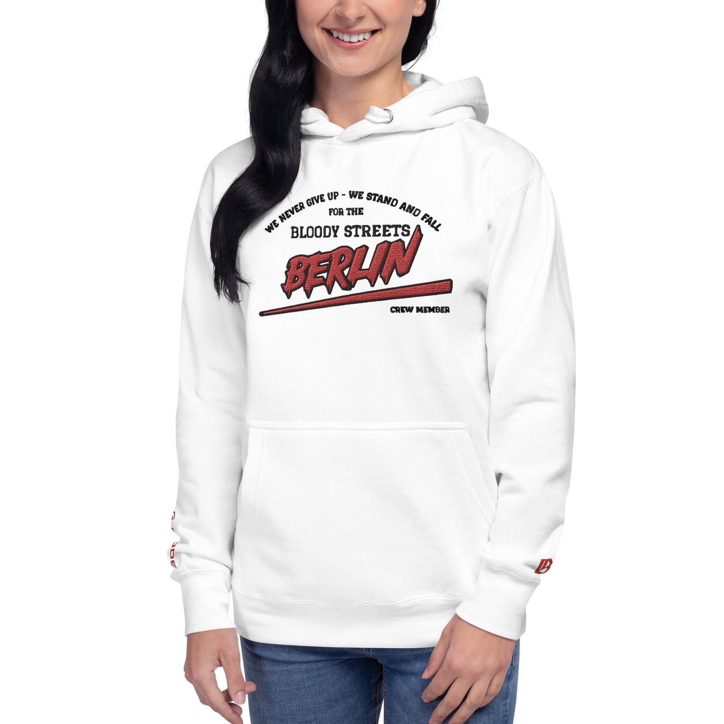 BS CITY Berlin Crew Member Premium Red Lady Hoodie - BLOODY-STREETS.DE Streetwear Herren und Damen Hoodies, T-Shirts, Pullis