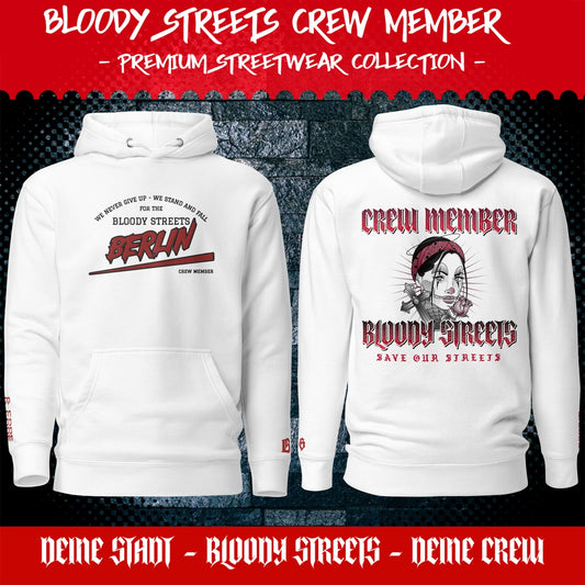 BS CITY Berlin Crew Member Premium Red Lady Hoodie - BLOODY-STREETS.DE Streetwear Herren und Damen Hoodies, T-Shirts, Pullis