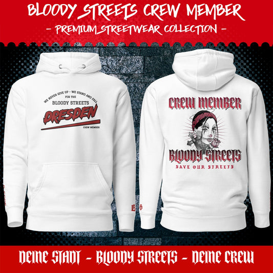 BS CITY Dresden Crew Member Premium Red Lady Hoodie - BLOODY-STREETS.DE Streetwear Herren und Damen Hoodies, T-Shirts, Pullis
