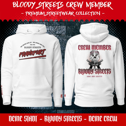 BS CITY Frankfurt Crew Member Premium Red "G" Hoodie - BLOODY-STREETS.DE Streetwear Herren und Damen Hoodies, T-Shirts, Pullis