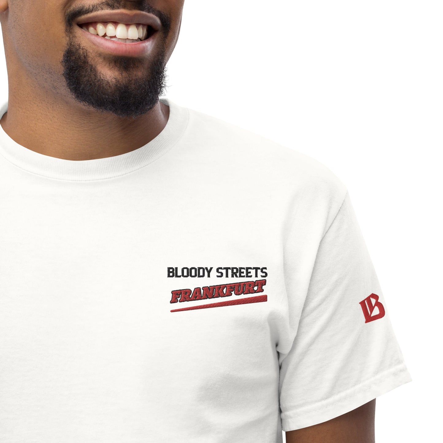 BS CITY Frankfurt Crew Member Premium Red "G" T-Shirt - BLOODY-STREETS.DE Streetwear Herren und Damen Hoodies, T-Shirts, Pullis