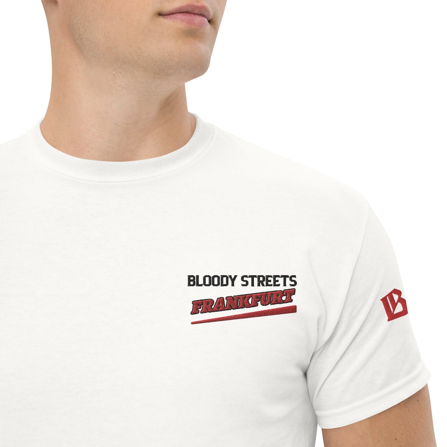 BS CITY Frankfurt Crew Member Premium Red "G" T-Shirt - BLOODY-STREETS.DE Streetwear Herren und Damen Hoodies, T-Shirts, Pullis