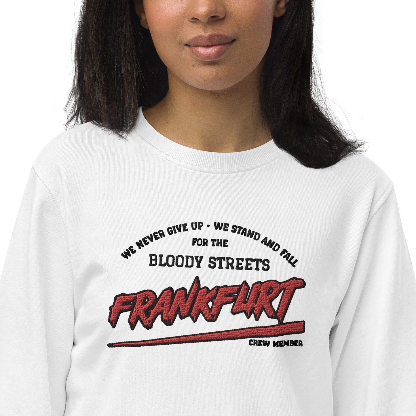 BS CITY Frankfurt Crew Member Premium Red "Lady" Pullover - BLOODY-STREETS.DE Streetwear Herren und Damen Hoodies, T-Shirts, Pullis