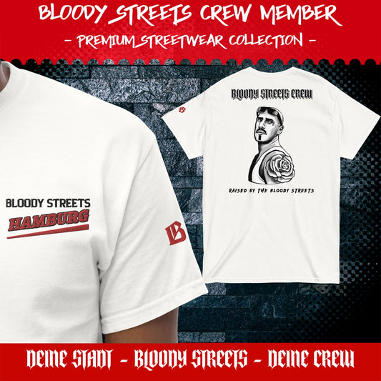 BS CITY Hamburg Crew Member Premium Red "G" T-Shirt - BLOODY-STREETS.DE Streetwear Herren und Damen Hoodies, T-Shirts, Pullis