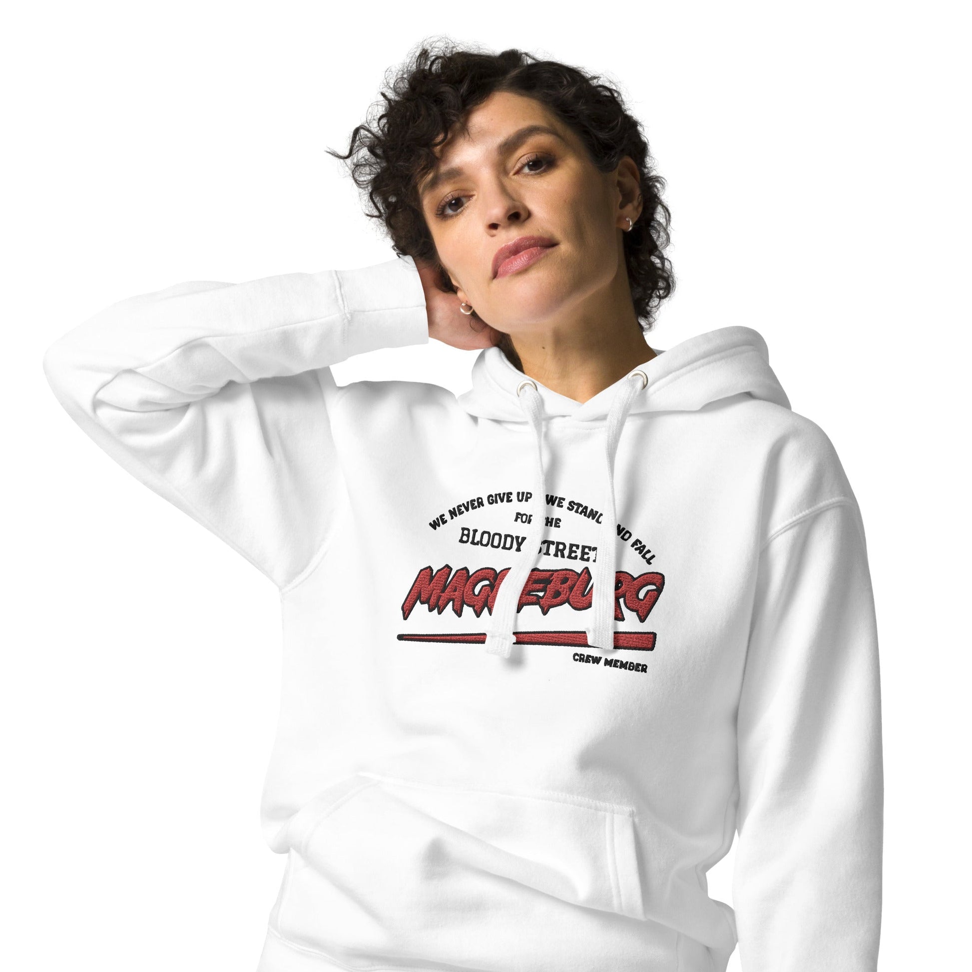 BS CITY Magdeburg Crew Member Premium Red Lady Hoodie - BLOODY-STREETS.DE Streetwear Herren und Damen Hoodies, T-Shirts, Pullis