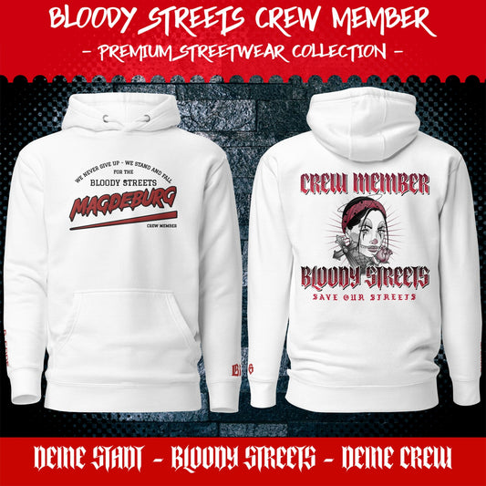 BS CITY Magdeburg Crew Member Premium Red Lady Hoodie - BLOODY-STREETS.DE Streetwear Herren und Damen Hoodies, T-Shirts, Pullis