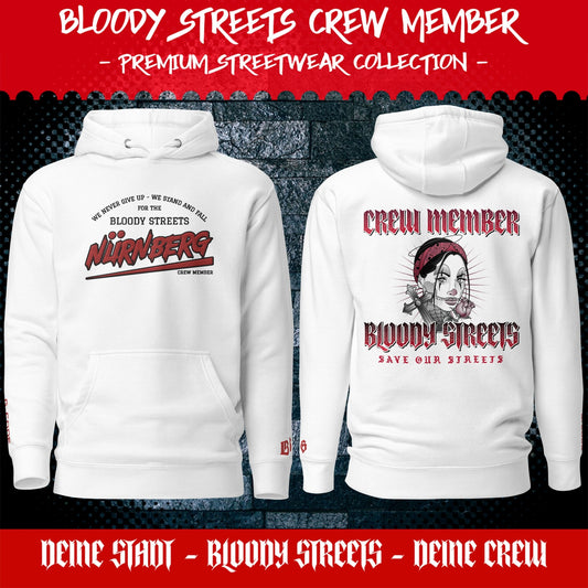 BS CITY Nürnberg Crew Member Premium Red Lady Hoodie - BLOODY-STREETS.DE Streetwear Herren und Damen Hoodies, T-Shirts, Pullis