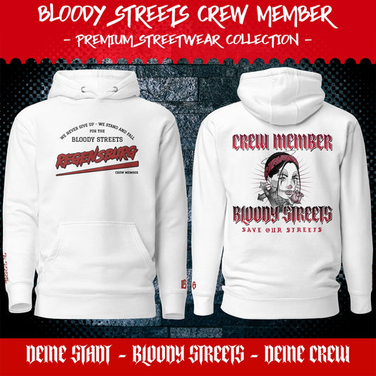 BS CITY Regensburg Crew Member Premium Red Lady Hoodie - BLOODY-STREETS.DE Streetwear Herren und Damen Hoodies, T-Shirts, Pullis