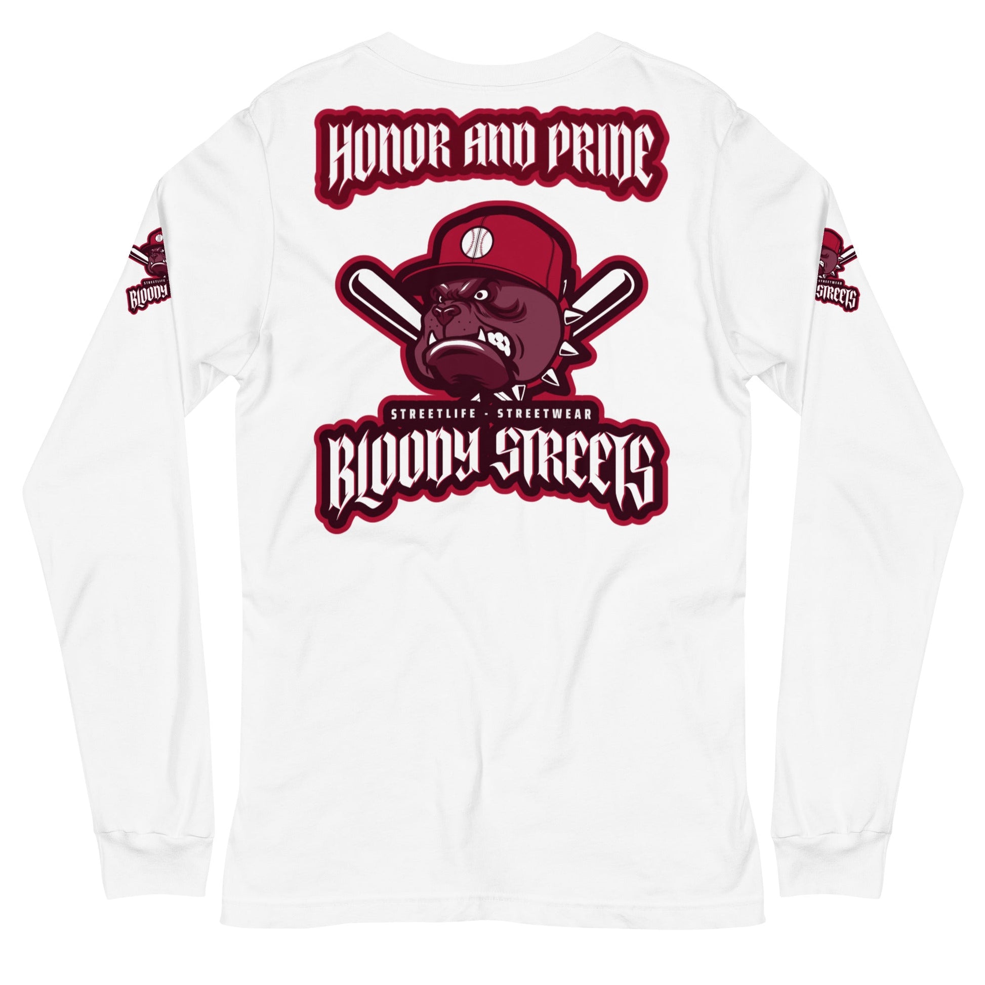 Bull Dog BLOODY Baseball "Honor and Pride" Double Platin Longsleeve - BLOODY-STREETS.DE Streetwear Herren und Damen Hoodies, T-Shirts, Pullis