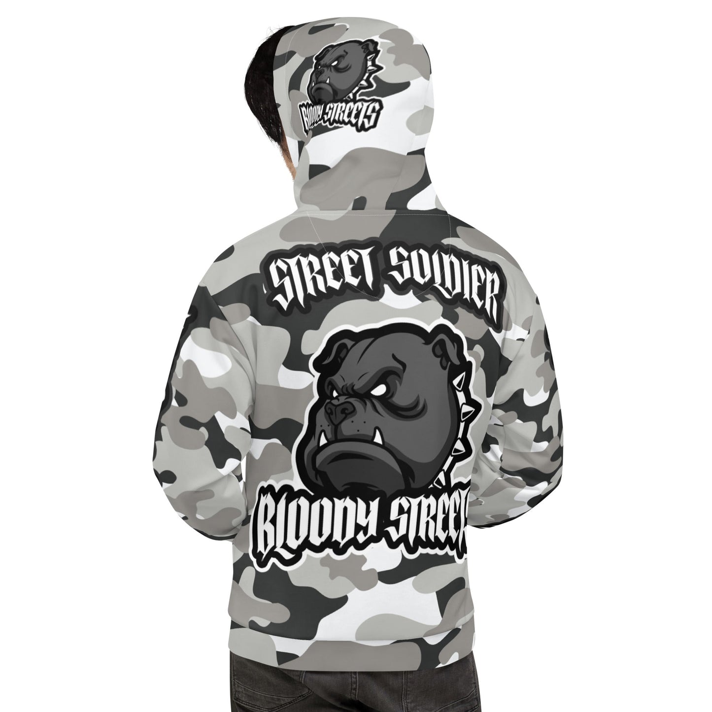 CAMOUFLAGE Bull Dog "Street Soldier" Unisex Hoodie - BLOODY-STREETS.DE Streetwear Herren und Damen Hoodies, T-Shirts, Pullis