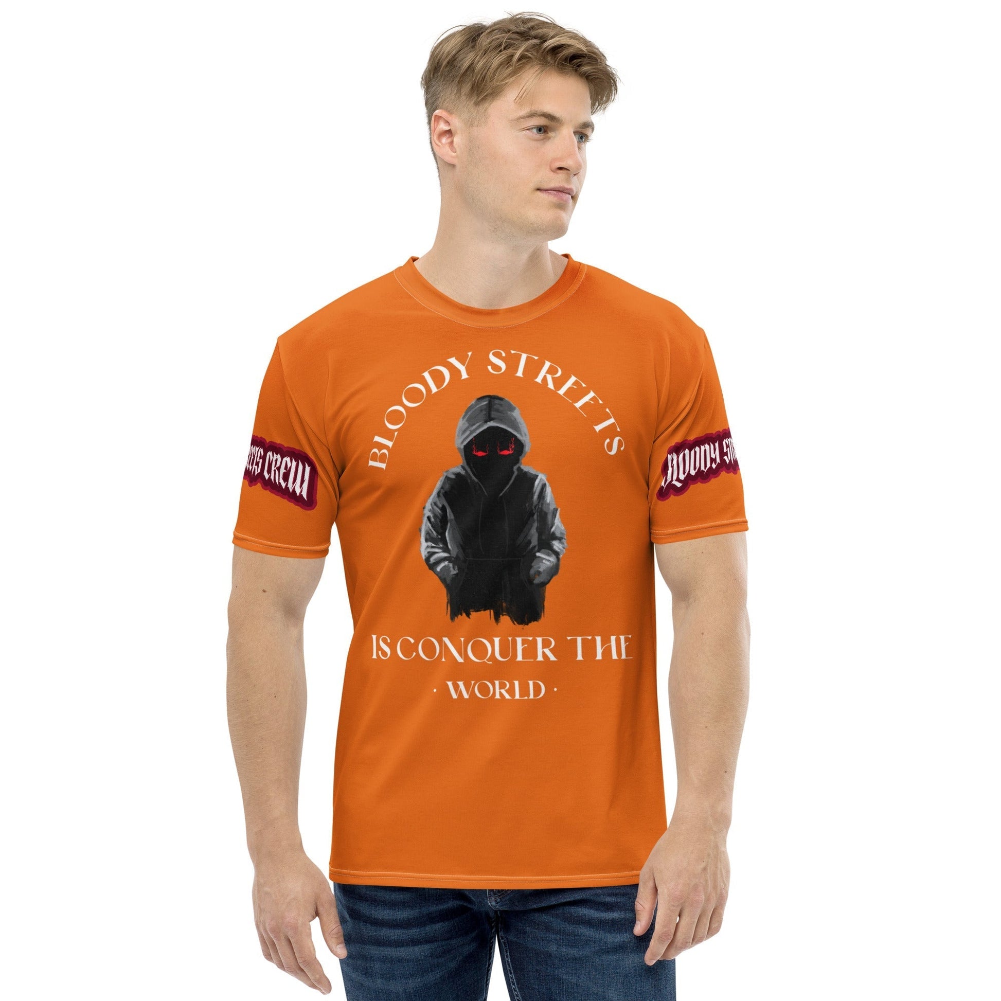 Conquer The World - Streetwear T-Shirt Herren ORANGE - BLOODY-STREETS.DE Streetwear Herren und Damen Hoodies, T-Shirts, Pullis