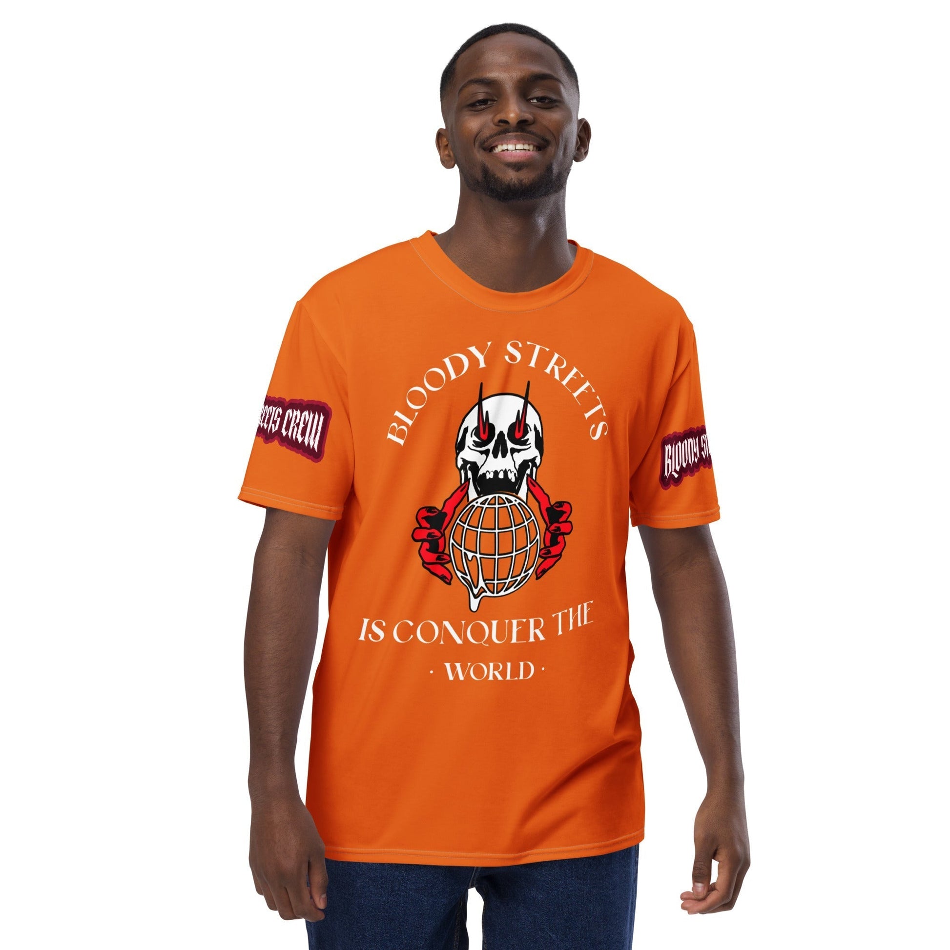 Conquer The World - Streetwear T-Shirt Herren ORANGE V2 - BLOODY-STREETS.DE Streetwear Herren und Damen Hoodies, T-Shirts, Pullis