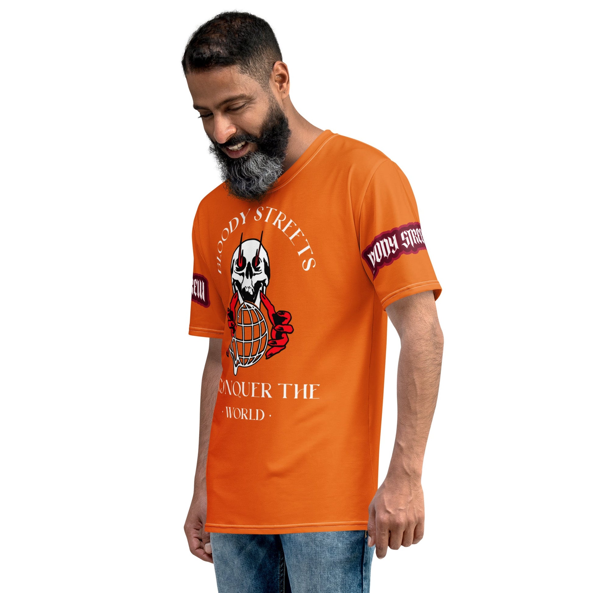 Conquer The World - Streetwear T-Shirt Herren ORANGE V2 - BLOODY-STREETS.DE Streetwear Herren und Damen Hoodies, T-Shirts, Pullis