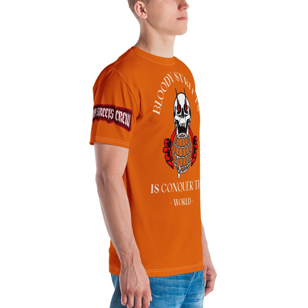 Conquer The World - Streetwear T-Shirt Herren ORANGE V2 - BLOODY-STREETS.DE Streetwear Herren und Damen Hoodies, T-Shirts, Pullis