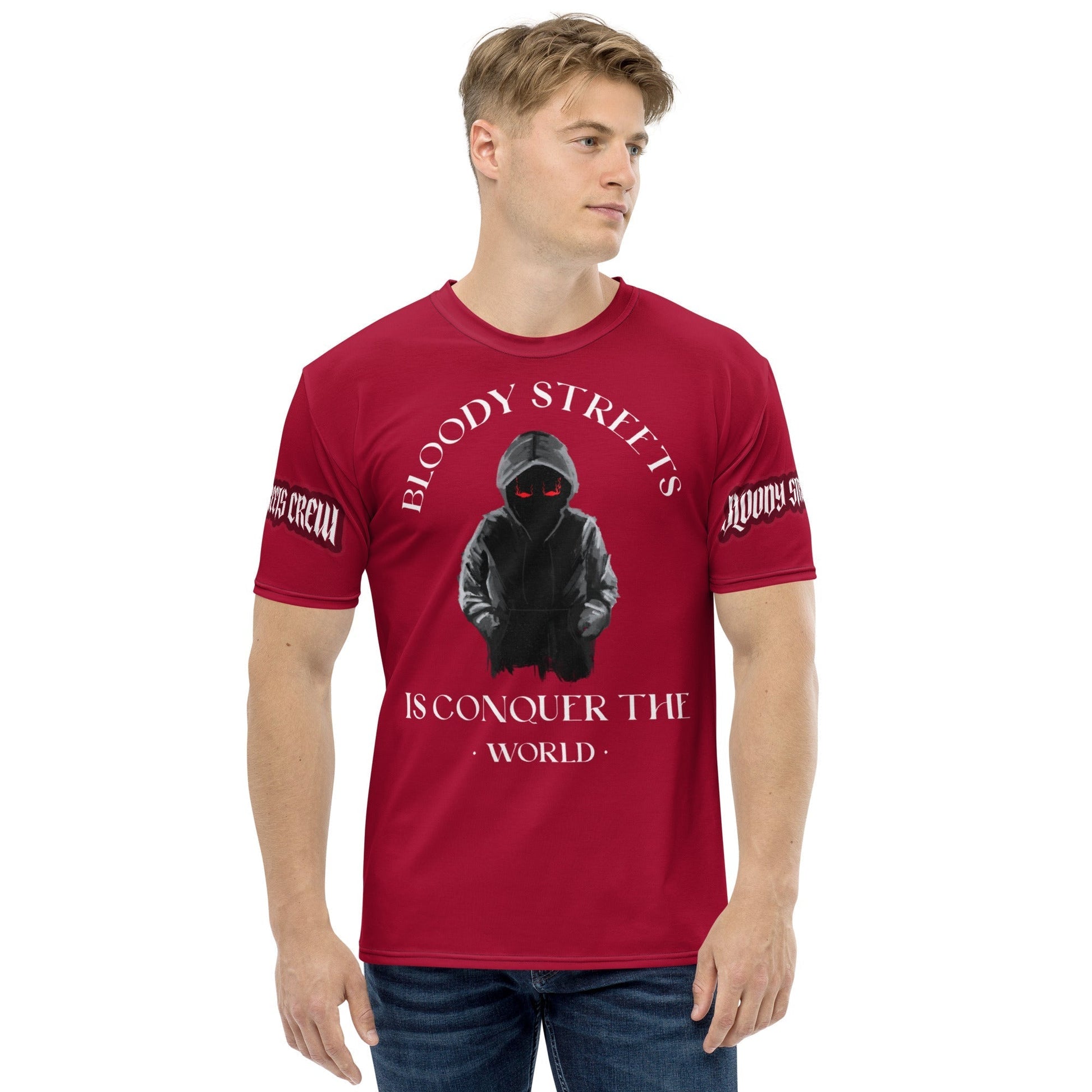 Conquer The World - Streetwear T-Shirt Herren RED - BLOODY-STREETS.DE Streetwear Herren und Damen Hoodies, T-Shirts, Pullis