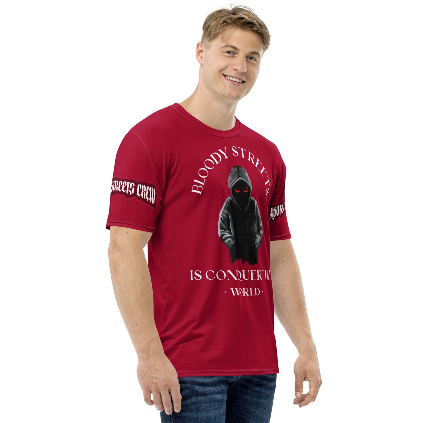 Conquer The World - Streetwear T-Shirt Herren RED - BLOODY-STREETS.DE Streetwear Herren und Damen Hoodies, T-Shirts, Pullis