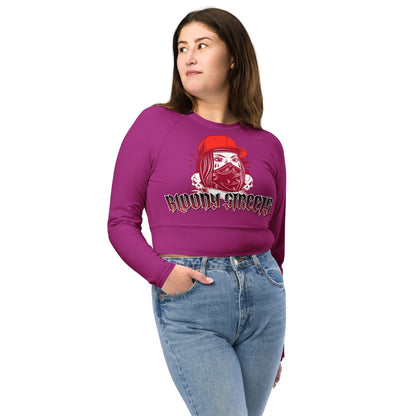 Recyceltes Langarm Crop Top Purple - BLOODY-STREETS.DE Streetwear Herren und Damen Hoodies, T-Shirts, Pullis