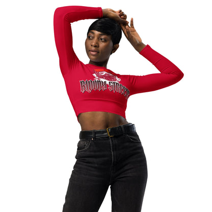 Recyceltes Langarm Crop Top Red - BLOODY-STREETS.DE Streetwear Herren und Damen Hoodies, T-Shirts, Pullis