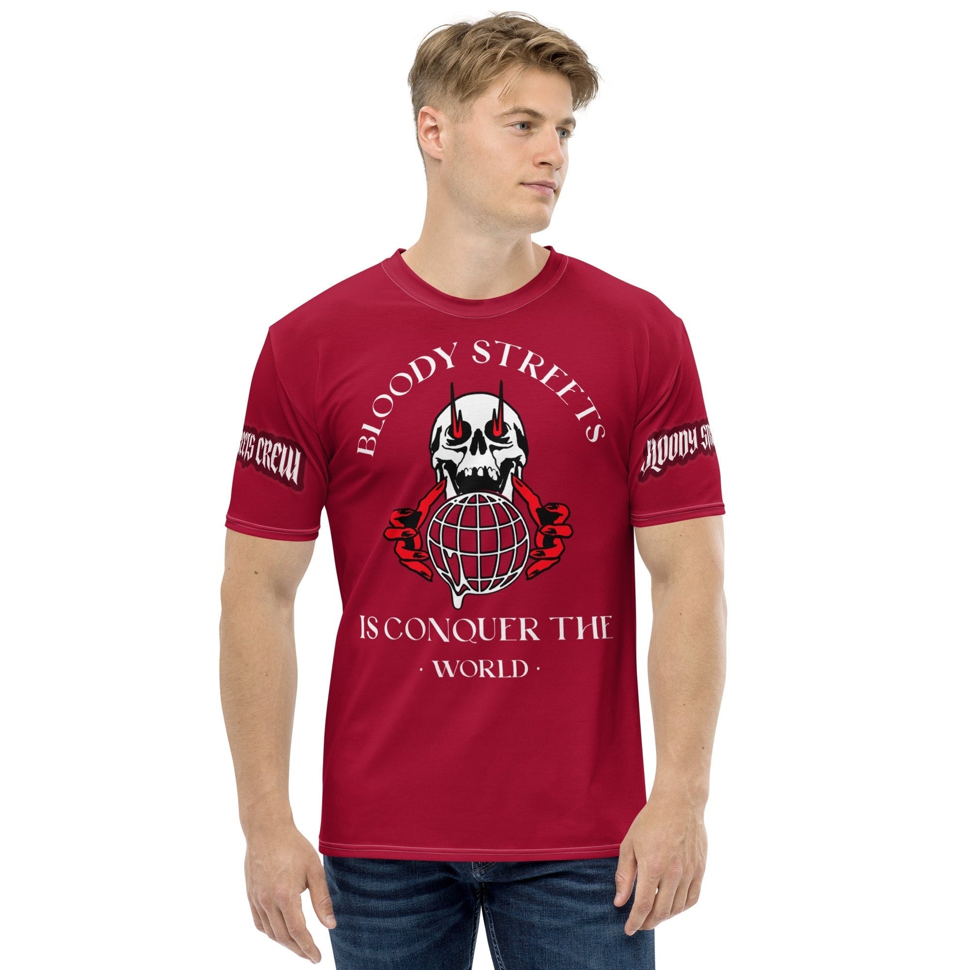 Conquer The World - Streetwear T-Shirt Herren RED V2 - BLOODY-STREETS.DE Streetwear Herren und Damen Hoodies, T-Shirts, Pullis