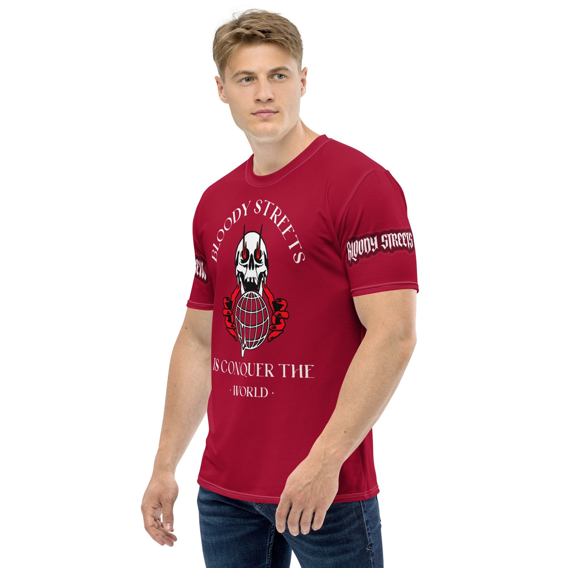 Conquer The World - Streetwear T-Shirt Herren RED V2 - BLOODY-STREETS.DE Streetwear Herren und Damen Hoodies, T-Shirts, Pullis