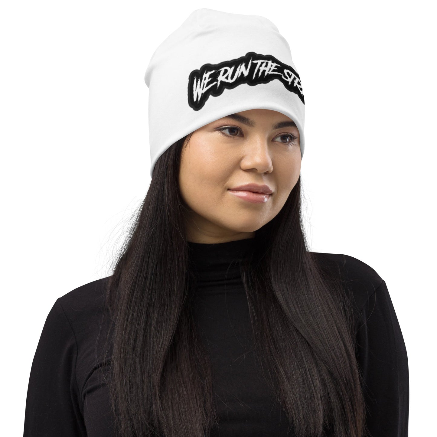 WE RUN THE STREETS WHITE BLACK Beanie - BLOODY-STREETS.DE Streetwear Herren und Damen Hoodies, T-Shirts, Pullis