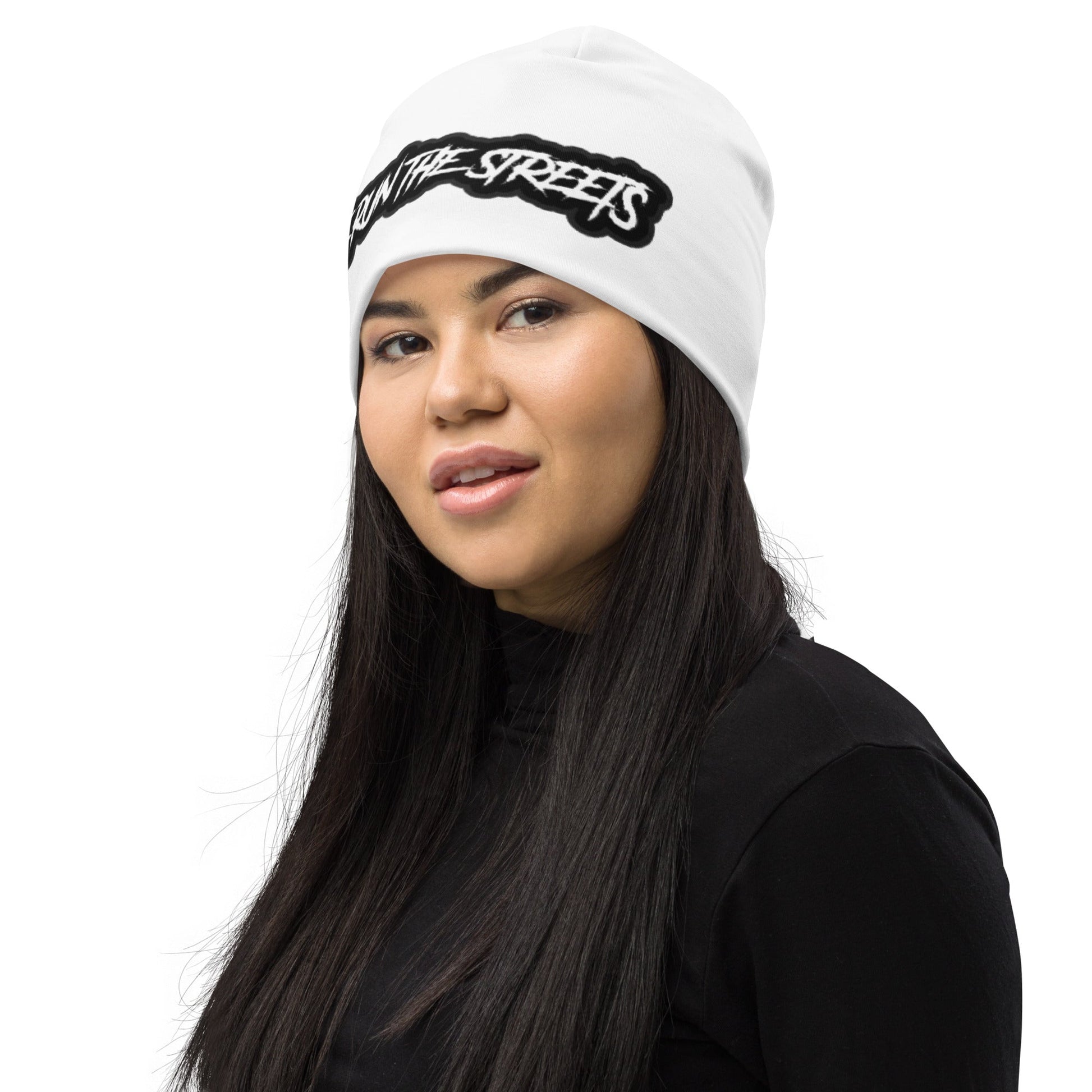 WE RUN THE STREETS WHITE BLACK Beanie - BLOODY-STREETS.DE Streetwear Herren und Damen Hoodies, T-Shirts, Pullis