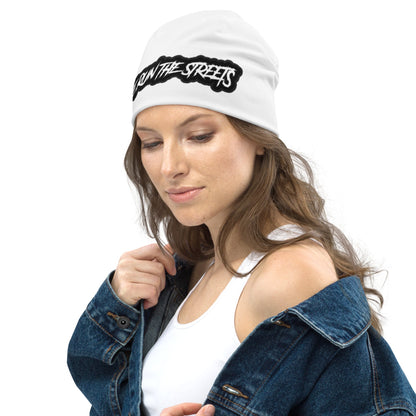 WE RUN THE STREETS WHITE BLACK Beanie - BLOODY-STREETS.DE Streetwear Herren und Damen Hoodies, T-Shirts, Pullis