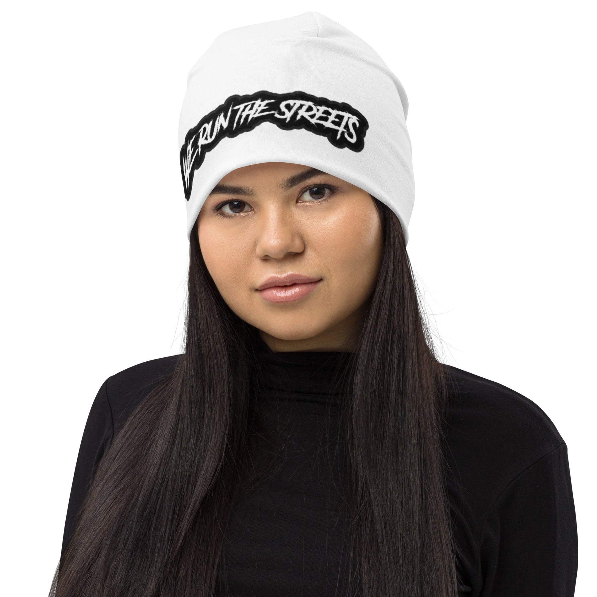 WE RUN THE STREETS WHITE BLACK Beanie - BLOODY-STREETS.DE Streetwear Herren und Damen Hoodies, T-Shirts, Pullis