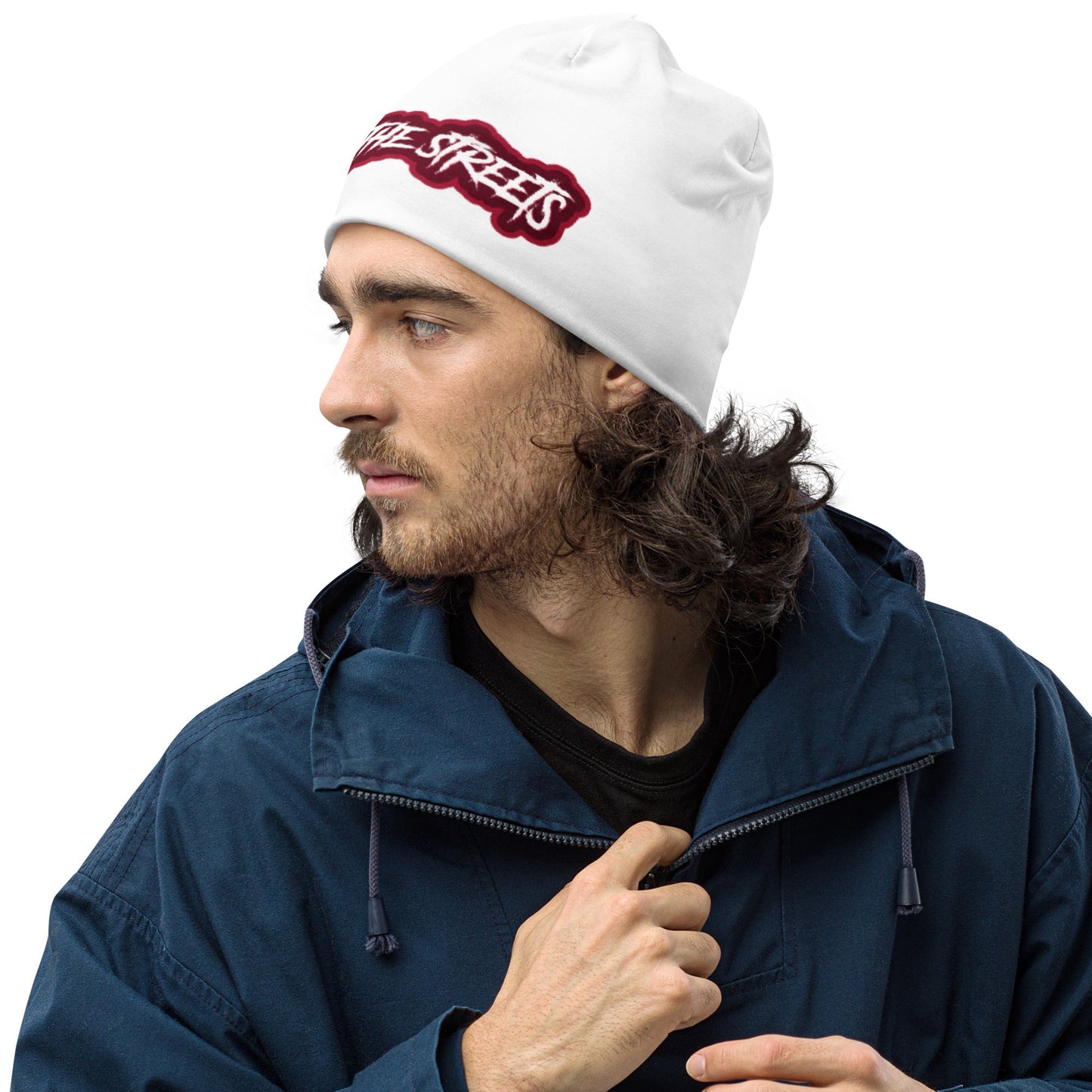 We Run The Streets WHITE RED Beanie - BLOODY-STREETS.DE Streetwear Herren und Damen Hoodies, T-Shirts, Pullis