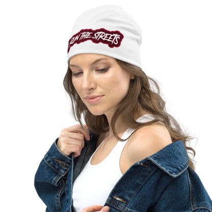 We Run The Streets WHITE RED Beanie - BLOODY-STREETS.DE Streetwear Herren und Damen Hoodies, T-Shirts, Pullis